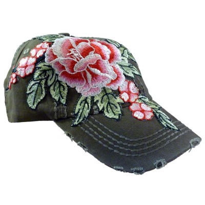 Olive and Pique Embroidered Ball Cap Gorgeous Flower Embroidered Applique  eb-50335854